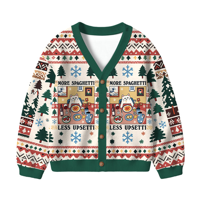 Uglysweatershops More Spaghetti Less Upsetti Kids Ugly Cardigan Sweater