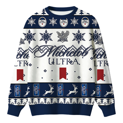 Uglysweatershops Blue White Snowflake Deer Christmas Ugly Sweater