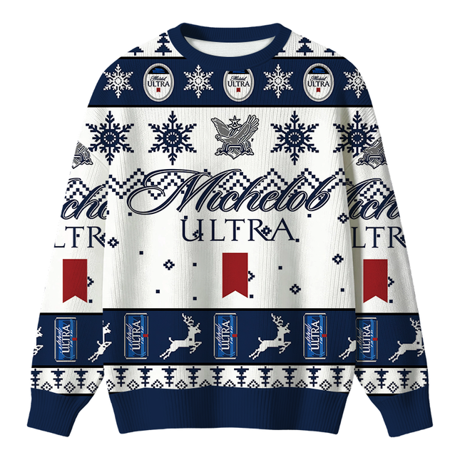 Uglysweatershops Blue White Snowflake Deer Christmas Ugly Sweater