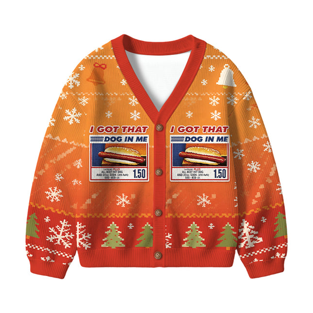 Uglysweatershops I Got That Dog In Me Kids Ugly Cardigan Sweater