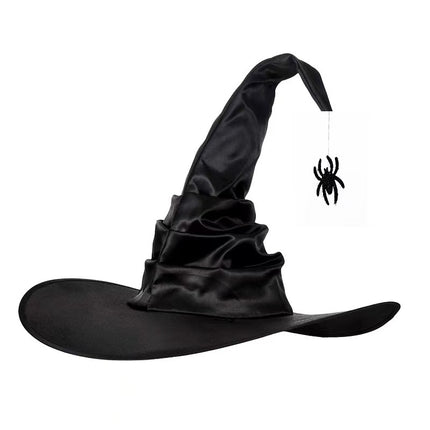 Uglysweatershops Halloween Pleated Black Vintage Witch Hat