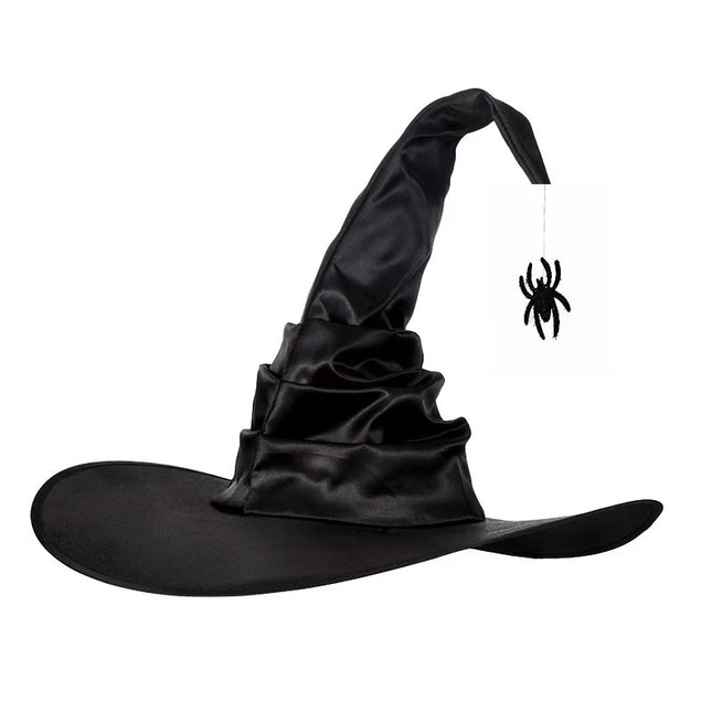 Uglysweatershops Halloween Pleated Black Vintage Witch Hat