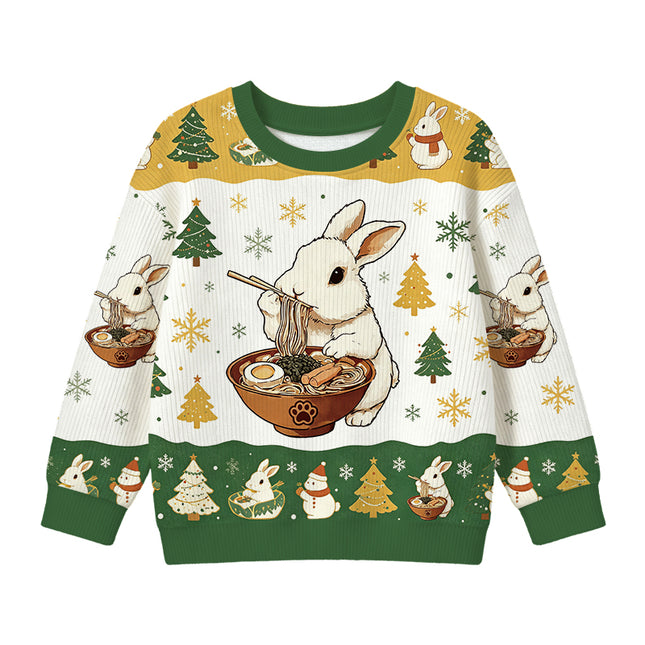 Uglysweatershops Bunny:One More Bowl Kids Ugly Sweater