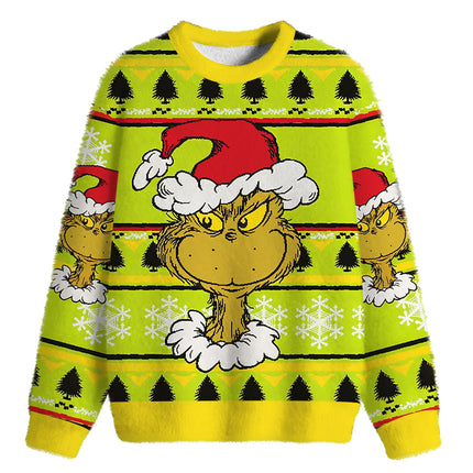 Uglysweatershops Santa Hat Fuzzy Christmas Ugly Sweatshirt
