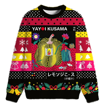 Uglysweatershops Surreal Fantasy Pumpkin Vintage Fuzzy Christmas Ugly Sweatshirt