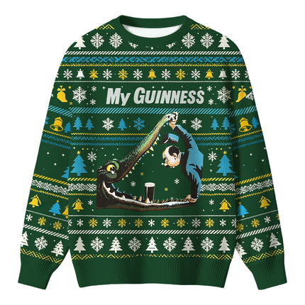 Uglysweatershops Vintage Crocodile Beer Christmas Ugly Sweater