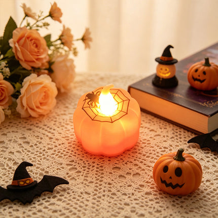 Uglysweatershops Halloween 3-Pack Cute Mini Pumpkin Electronic Candle Lamp