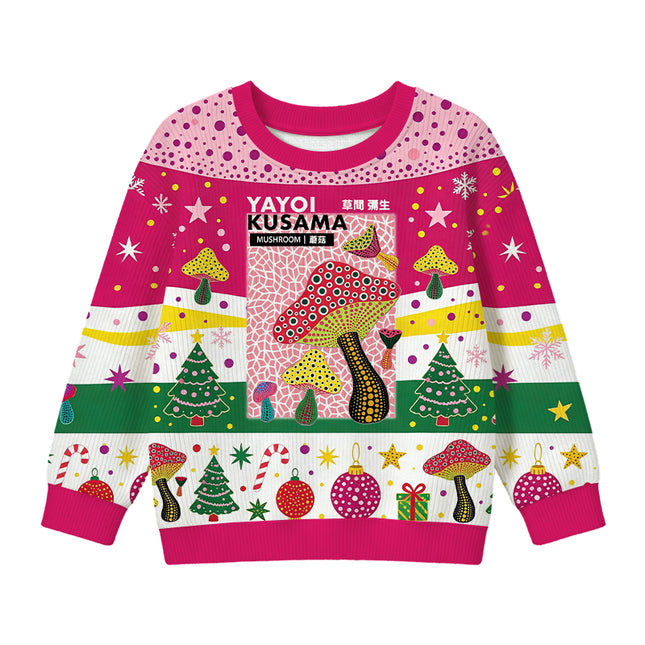 Uglysweatershops Art Mushroom Vintage Kids Ugly Sweater