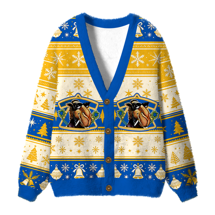 Uglysweatershops Vintage Pocket Fuzzy Ugly Cardigan Sweatshirt