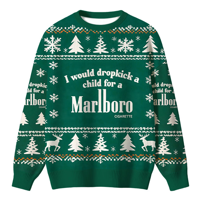 Uglysweatershops I Would Dropkick A Child Green Christmas Ugly Sweater