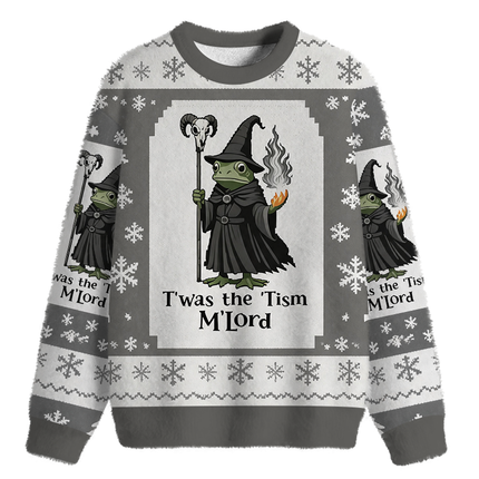 Uglysweatershops Witch Frog Fuzzy Christmas Ugly Sweatshirt