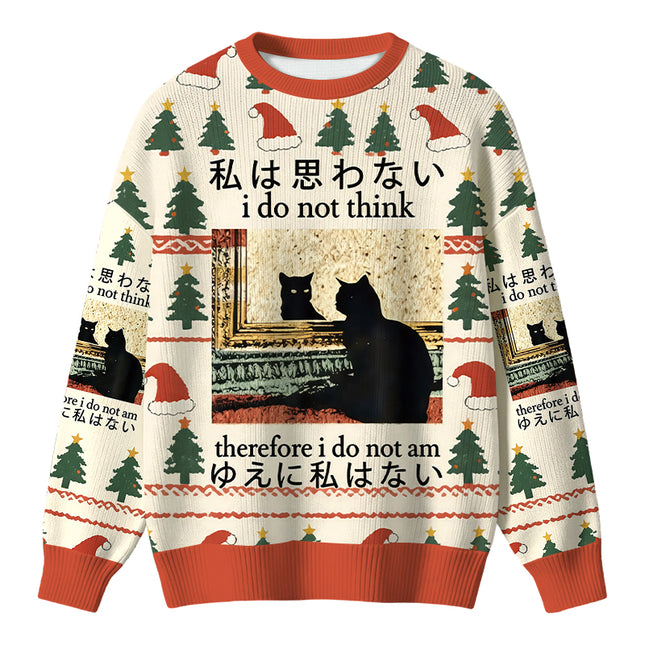 Uglysweatershops I Do Not Think Therefore I Do Not Am Christmas Ugly Sweater