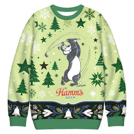 Uglysweatershops Vintage Golf Bear Brew Christmas Ugly Sweatshirt
