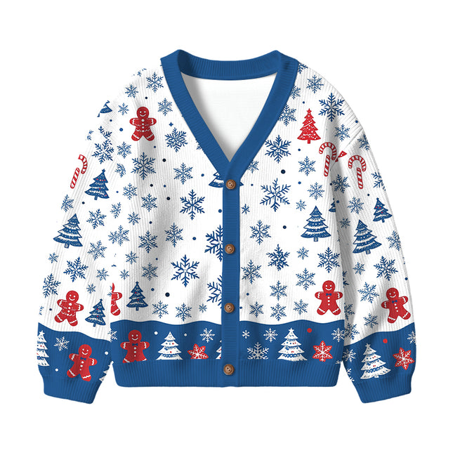 Uglysweatershops Wildflowers Kids Ugly Cardigan Sweater