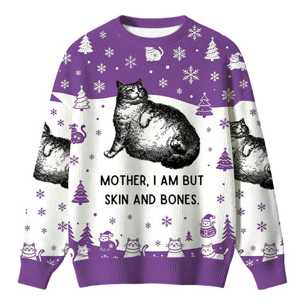 Uglysweatershops Skin & Bones Cat Christmas Ugly Sweater