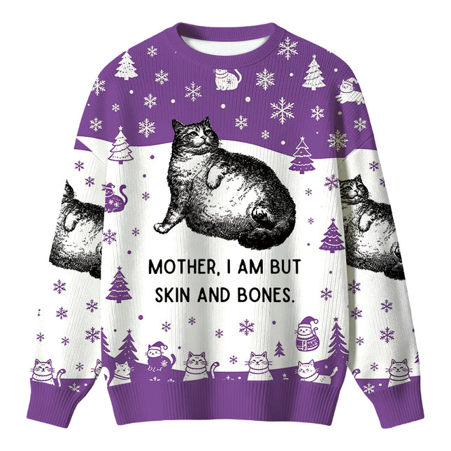 Uglysweatershops Skin & Bones Cat Christmas Ugly Sweater