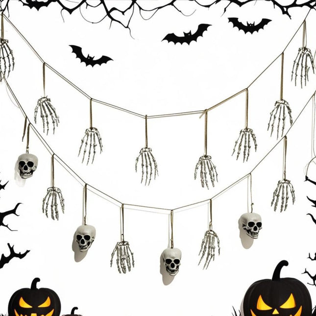 Uglysweatershops Halloween 2-Pack Skull Hand Bone Wall Hanging Decorations