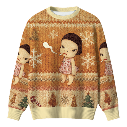Uglysweatershops Smoking Girl Christmas Ugly Sweater