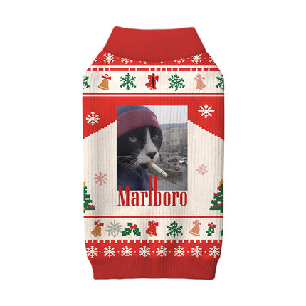 Uglysweatershops Red Smoking Cat Meme Dog & Cat Pet Sweater