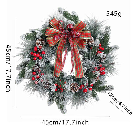 Uglysweatershops Christmas Cedar Checkered Bow Wreath