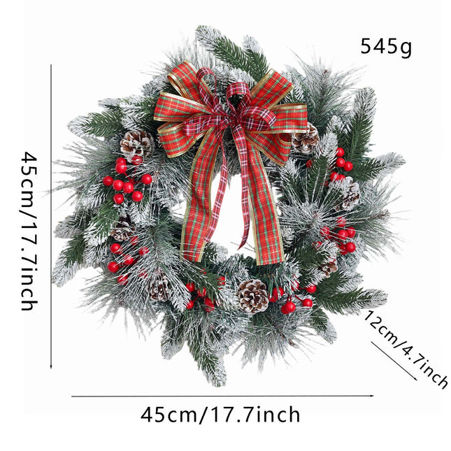 Uglysweatershops Christmas Cedar Checkered Bow Wreath