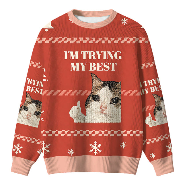 Uglysweatershops I'm Trying My Best Christmas Ugly Sweater