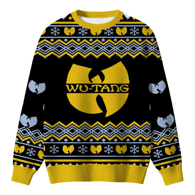 Uglysweatershops Snowflakes Yellow Black Christmas Ugly Sweater