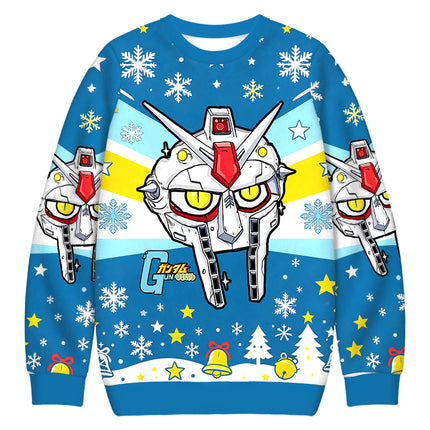 Uglysweatershops Retro Mecha Robot Head Christmas Ugly Sweatshirt