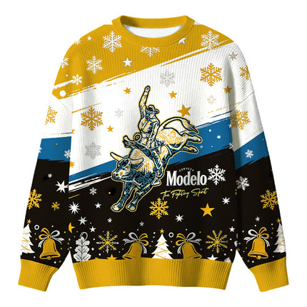 Uglysweatershops Western Rodeo Fighting Christmas Ugly Sweater