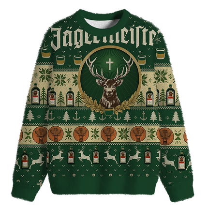 Uglysweatershops Green Beer Fuzzy Christmas Ugly Sweatshirt