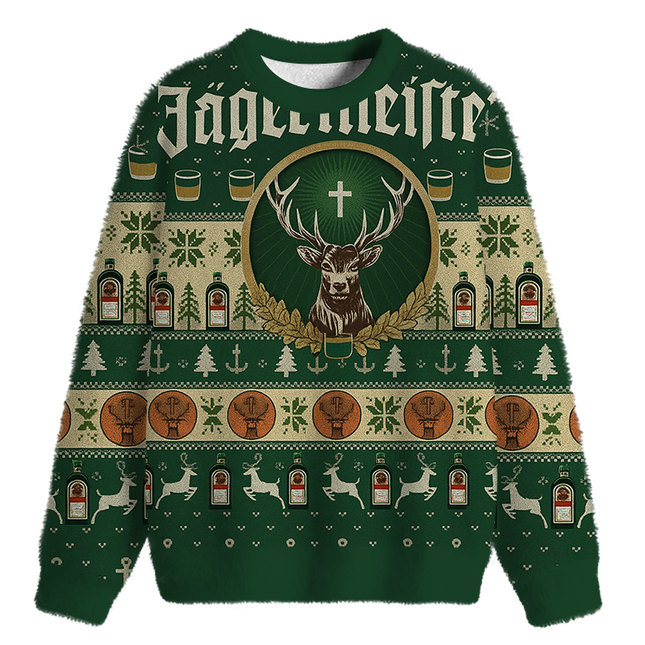 Uglysweatershops Green Beer Fuzzy Christmas Ugly Sweatshirt
