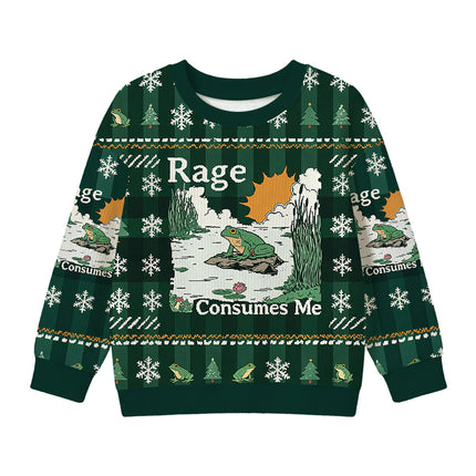 Uglysweatershops Rage Consumes Me Frog Kids Ugly Sweater