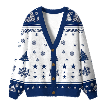 Uglysweatershops Vintage Cross Acoustic Guitar Country Fuzzy Ugly Cardigan Sweatshirt