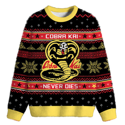 Uglysweatershops Retro Snake Fuzzy Christmas Ugly Sweatshirt