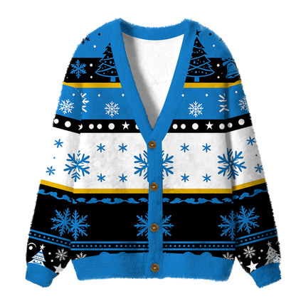 Uglysweatershops Bald Eagle Fuzzy Ugly Cardigan Sweatshirt