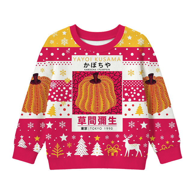 Uglysweatershops Art Golden Pumpkin Kids Ugly Sweater