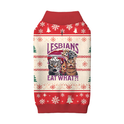 Uglysweatershops Red Lesbians Eat What Funny Dog & Cat Pet Sweater