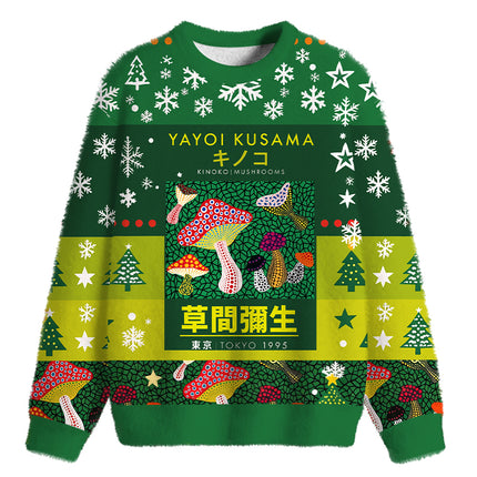 Uglysweatershops Art Spotted Mushroom Vintage Fuzzy Christmas Ugly Sweatshirt