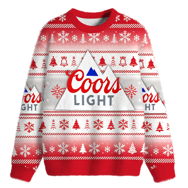 Uglysweatershops Montain Light Fuzzy Christmas Ugly Sweatshirt