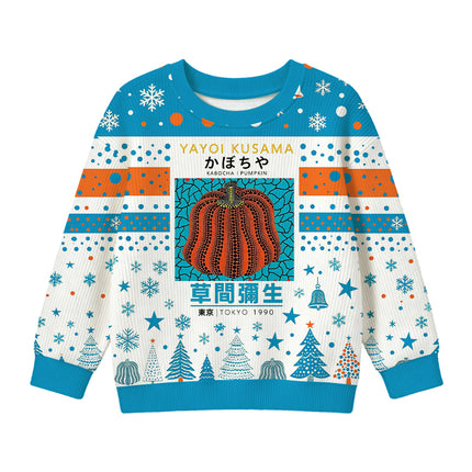 Uglysweatershops Orange Red Pumpkin Kids Ugly Sweater