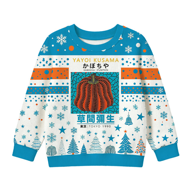 Uglysweatershops Orange Red Pumpkin Kids Ugly Sweater
