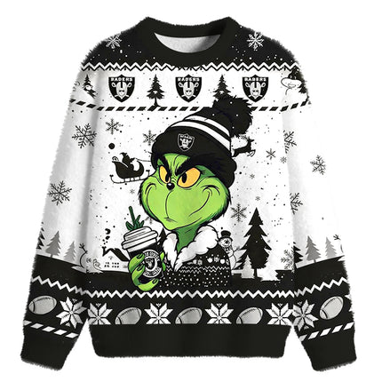Uglysweatershops Holding Coffee Fuzzy Christmas Ugly Sweatshirt
