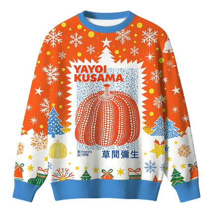 Uglysweatershops Blue Orange Pumpkin Christmas Ugly Sweater