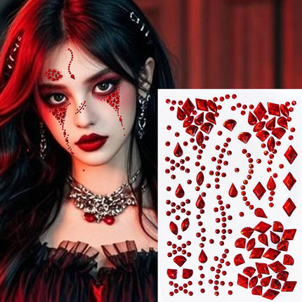 Uglysweatershops 2-piece Halloween Rhinestone Face Stickers