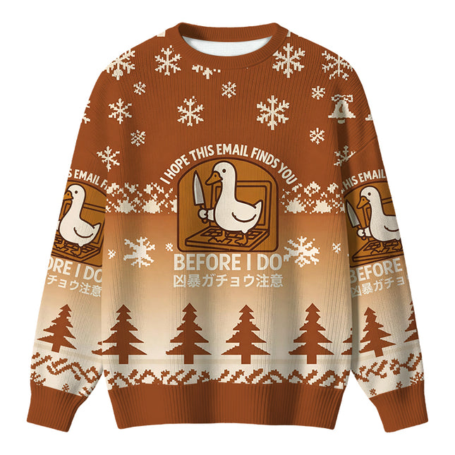 Uglysweatershops Goose With A Knife Christmas Ugly Sweater