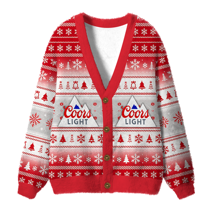 Uglysweatershops Montain Light Fuzzy Ugly Cardigan Sweatshirt