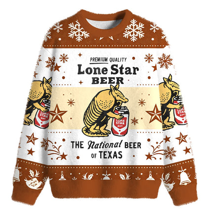 Uglysweatershops Texas Brew Armadillo Fuzzy Christmas Ugly Sweatshirt