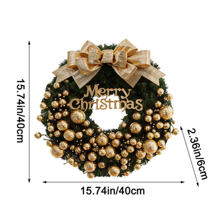 Uglysweatershops Christmas Golden Bow Bubble Wreath