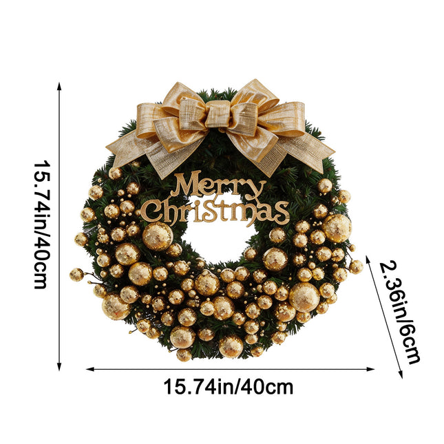 Uglysweatershops Christmas Golden Bow Bubble Wreath