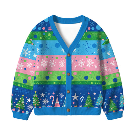 Uglysweatershops Summer Flowers Vintage Kids Ugly Cardigan Sweater